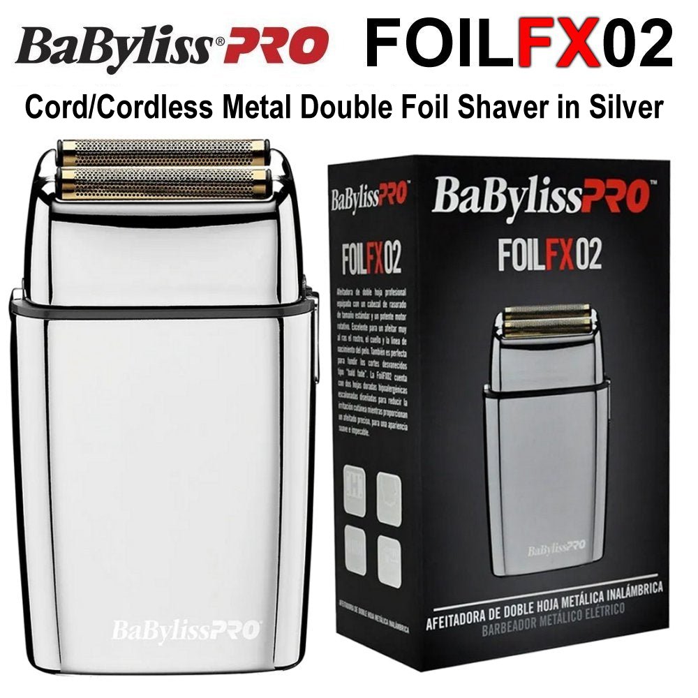 BaBylissPRO FoilFX02 Cordless Metal Double Foil Shaver in Silver (FXFS2)