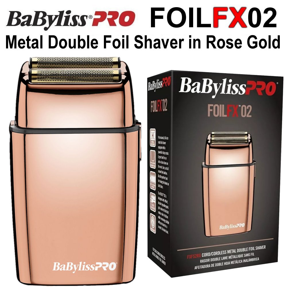 BaBylissPRO FoilFX02 Cordless Metal Double Foil Shaver in Rose Gold (FXFS2RG)