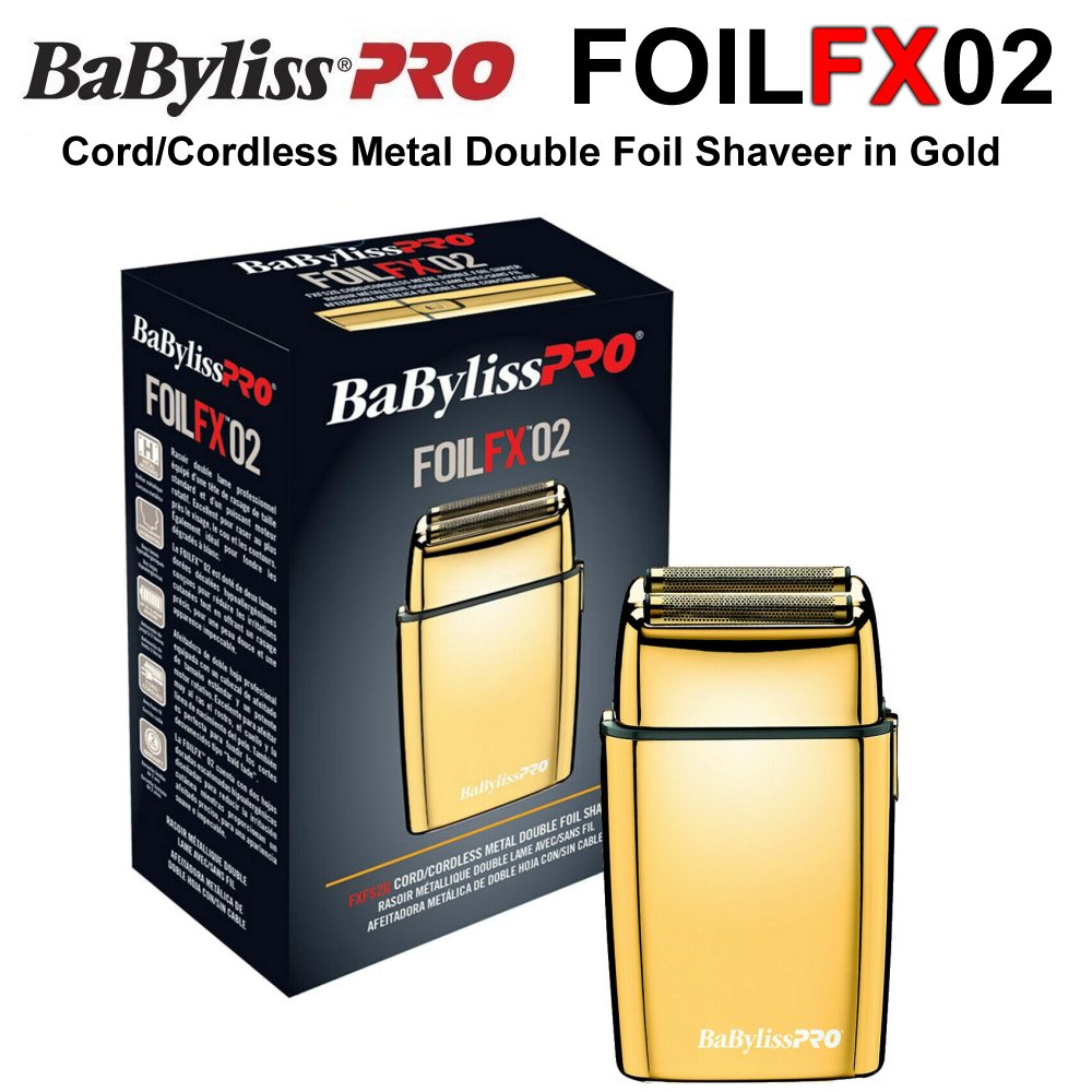 BaBylissPRO FoilFX02 Cordless Metal Double Foil Shaver in Gold