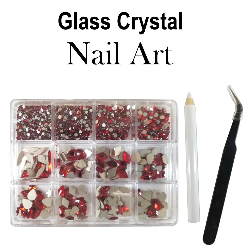 Nail Art Glass Crystals, 12 sizes 