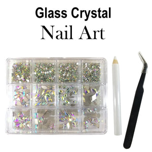 Nail Art Crystals, 12 sizes "AB"