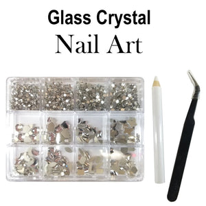 Nail Art Crystals, 12 sizes " Clear"