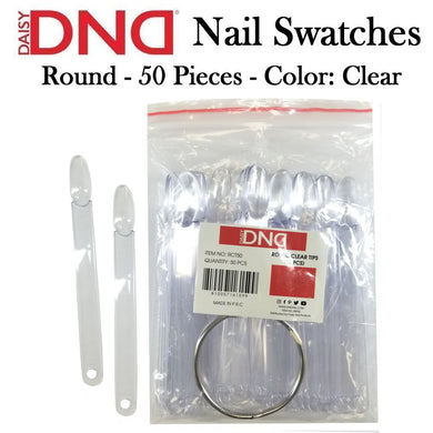 DND Nail Swatches/Display With Ring (50 Pieces, Clear Color, Round) (RCT50)