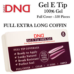 DND Gel E Tips #8 Full Extra Long Coffin, 550 pieces