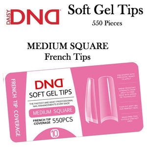 DND Soft Gel Tips #10 Medium Square French Tips, 550 pieces