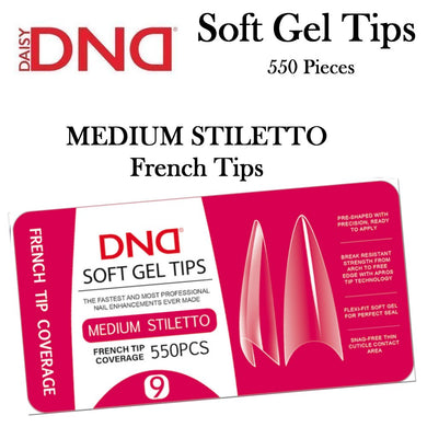 DND Soft Gel Tips #9 Medium Stiletto French Tips, 550 pieces