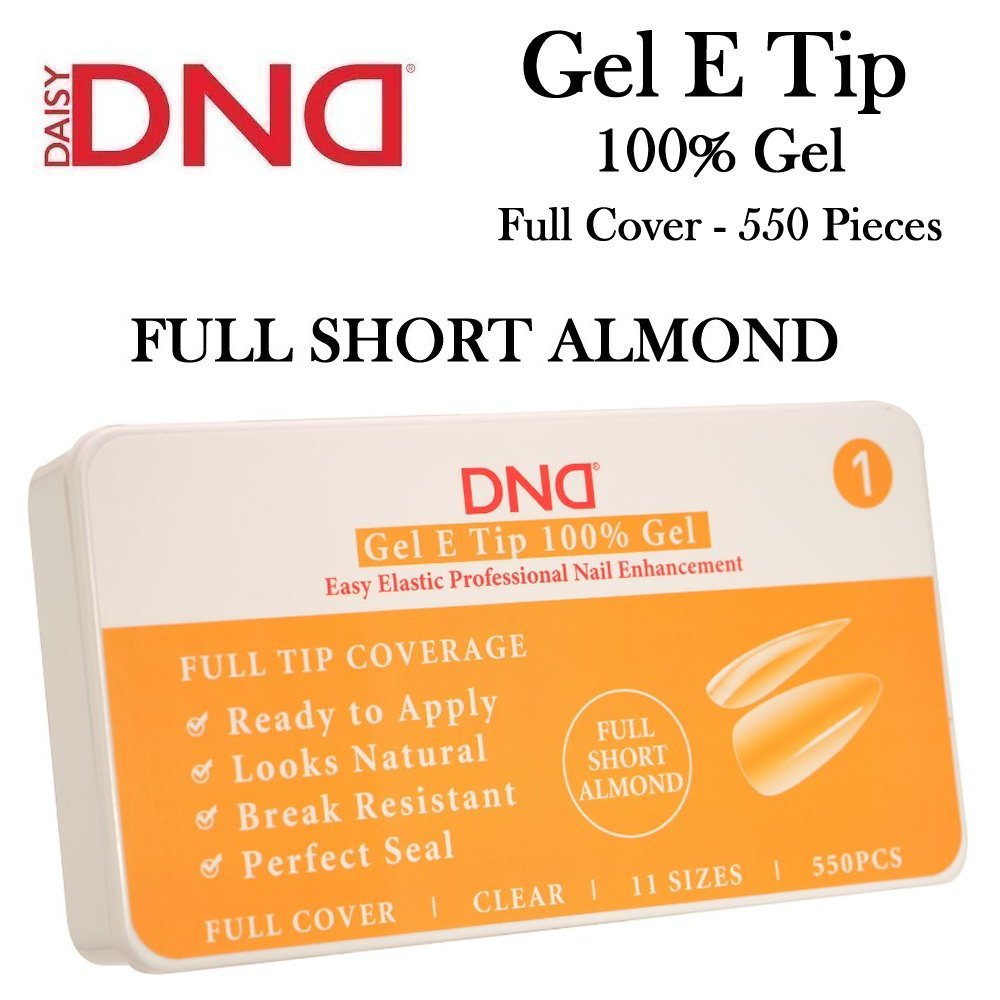 DND Gel E Tips #1 Full Short Almond, 550 pieces