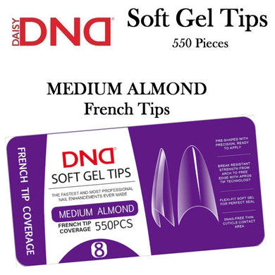 DND Soft Gel Tips #8 Medium Almond French Tips, 550 pieces