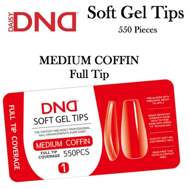 DND Soft Gel Tips #1 Medium Coffin Full Tips, 550 pieces