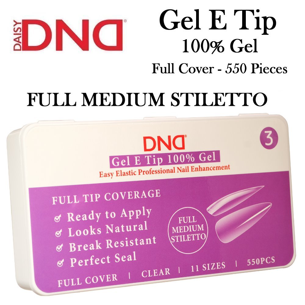 DND Gel E Tips #3 Full Medium Stiletto, 550 pieces