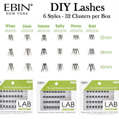 Ebin LAB DIY Lashes - 6 Styles (32 clusters in 12mm, 14mm & 16mm in each pack)