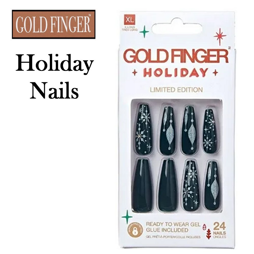 Gold Finger Christmas Holiday Nails (GD02YX)