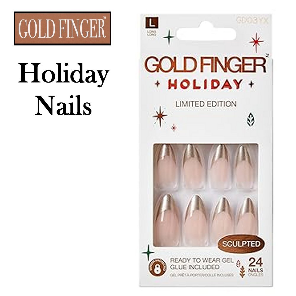 Gold Finger Christmas Holiday Nails (GD03YX)