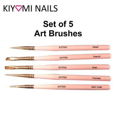 Kiyomi Nails Set of 5 Nail Art Brushes, Pink