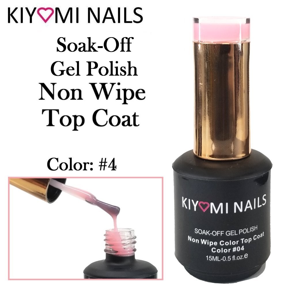 Kiyomi Nails Soak-Off Gel Polish NON WIPE COLOR TOP COAT (Color #4), 0.5 oz