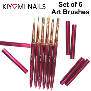 Kiyomi Nails Set of 6 Nail Art Brushes, Red