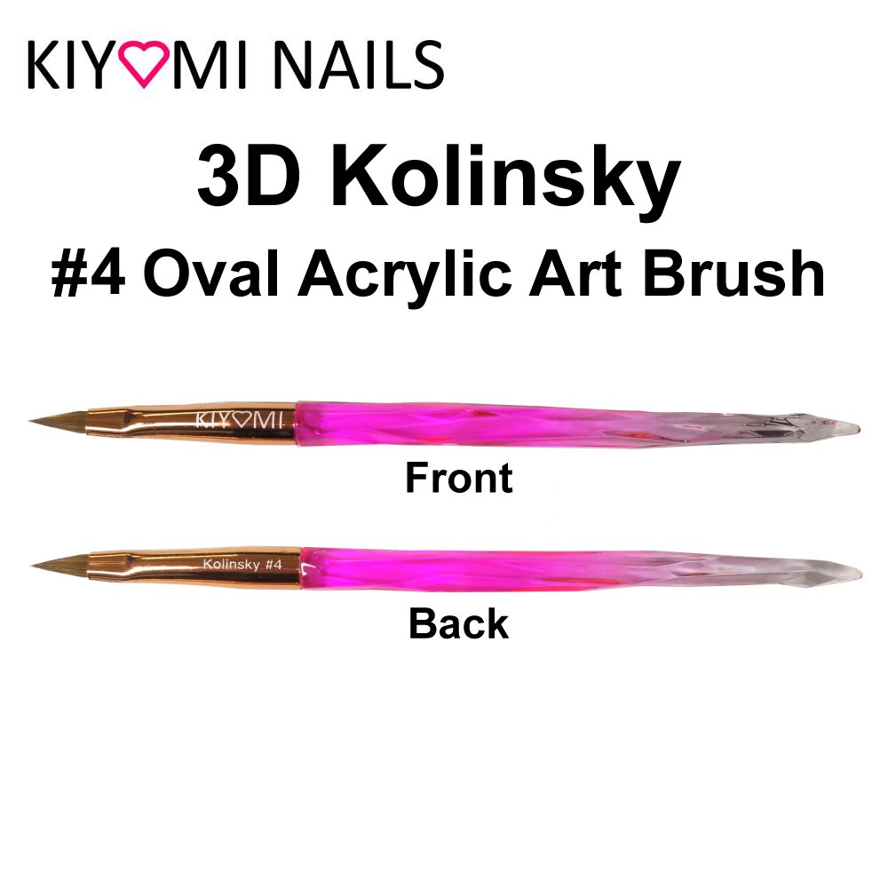Kiyomi Nails 100% Kolinksy 3D Oval Acrylic Nail Art Brushes, #2 and #4