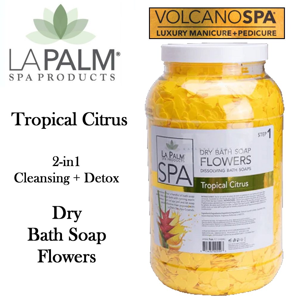 LA Palm Volcano Spa Dry Bath Soap Flowers, Tropical Citrus (1 gallon)