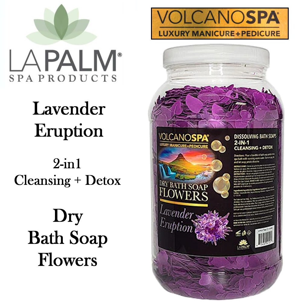LA Palm Volcano Spa Dry Bath Soap Flowers, Lavender Eruption (1 gallon)