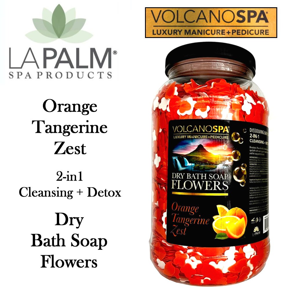 LA Palm Volcano Spa Dry Bath Soap Flowers, Orange Tangerine Zest (1 gallon)