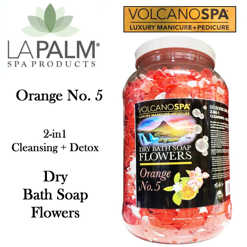 LA Palm Volcano Spa Dry Bath Soap Flowers, Orange No. 5 (1 gallon