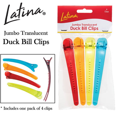 Latina Jumbo Translucent Duck Bill Clips, 4 pack (LAT-318)