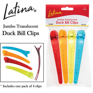 Latina Jumbo Translucent Duck Bill Clips, 4 pack (LAT-318)