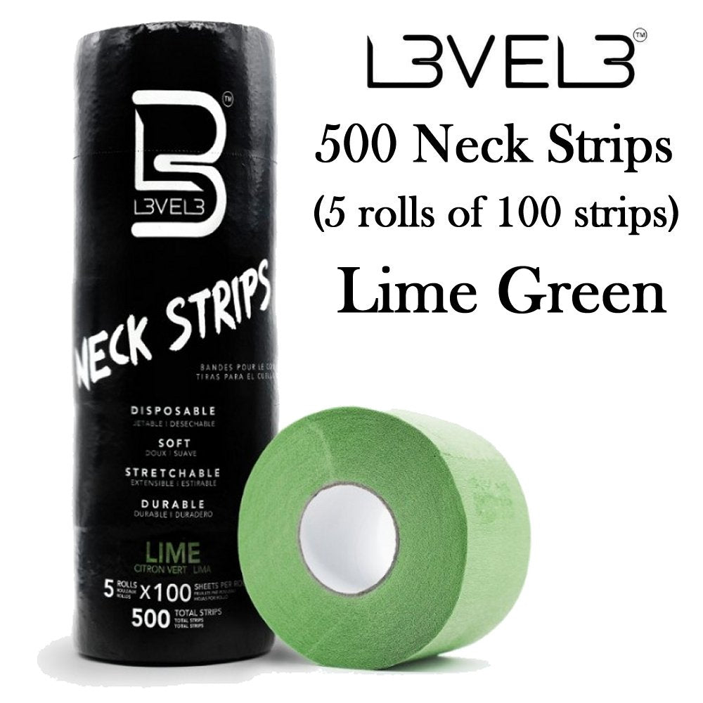 L3VEL3 - Neck Strips (5 Rolls x 100 Sheets each), Lime Green