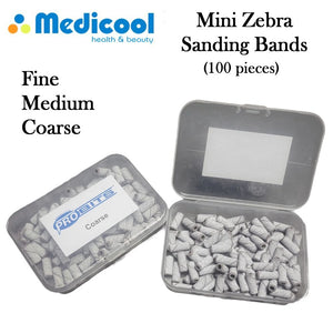 Medicool Bands, Mini Zebra Sanding Bands 100 pcs. (Fine, Medium, or Coarse)