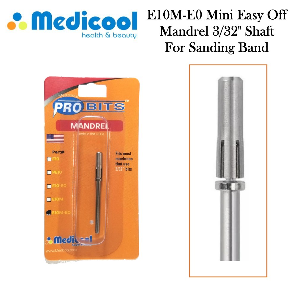 Medicool Bit, E10M-E0 Mini Easy Off Mandrel 3/32' Shaft for Sanding Band