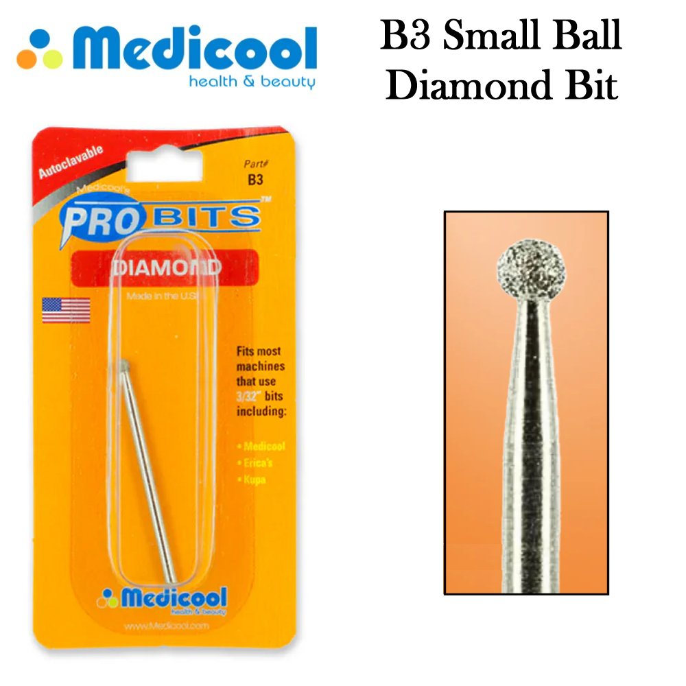 Medicool Bit, B3 Diamond Small Ball Bit for Nails