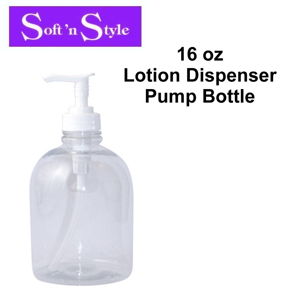 Soft 'n Style Bottle, 16 oz Lotion Dispenser Pump Bottle (8034)