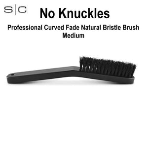 SC No Knuckles - Professional Curved Fade Natural Bristle Brush, Medium (SCFBCSB)
