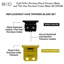 SC Replacement Gold X-Pro Precision Fixed Trimmer Blade and "The One Precision" Cutter Blade (SC523GB)