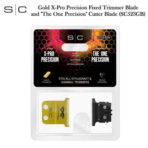 SC Replacement Gold X-Pro Precision Fixed Trimmer Blade and "The One Precision" Cutter Blade (SC523GB)