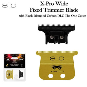 SC Replacement Gold Titanium X-Pro Wide Hair Fixed Trimmer Blade with Black Diamond Carbon DLC The One Cutter Set (SC527GB)
