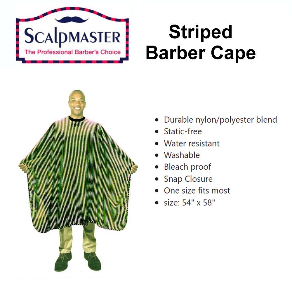 ScalpMaster Barber Cape, Striped (4122)