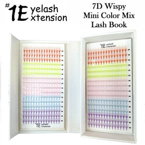 #1 Eyelash 7D Wispy Color Mix Lash Book, "C Curl" 0.07 Thickness, 14mm Length (480 Lashes)