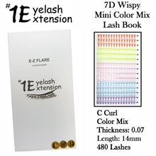 #1 Eyelash 7D Wispy Color Mix Lash Book, "C Curl" 0.07 Thickness, 14mm Length (480 Lashes)