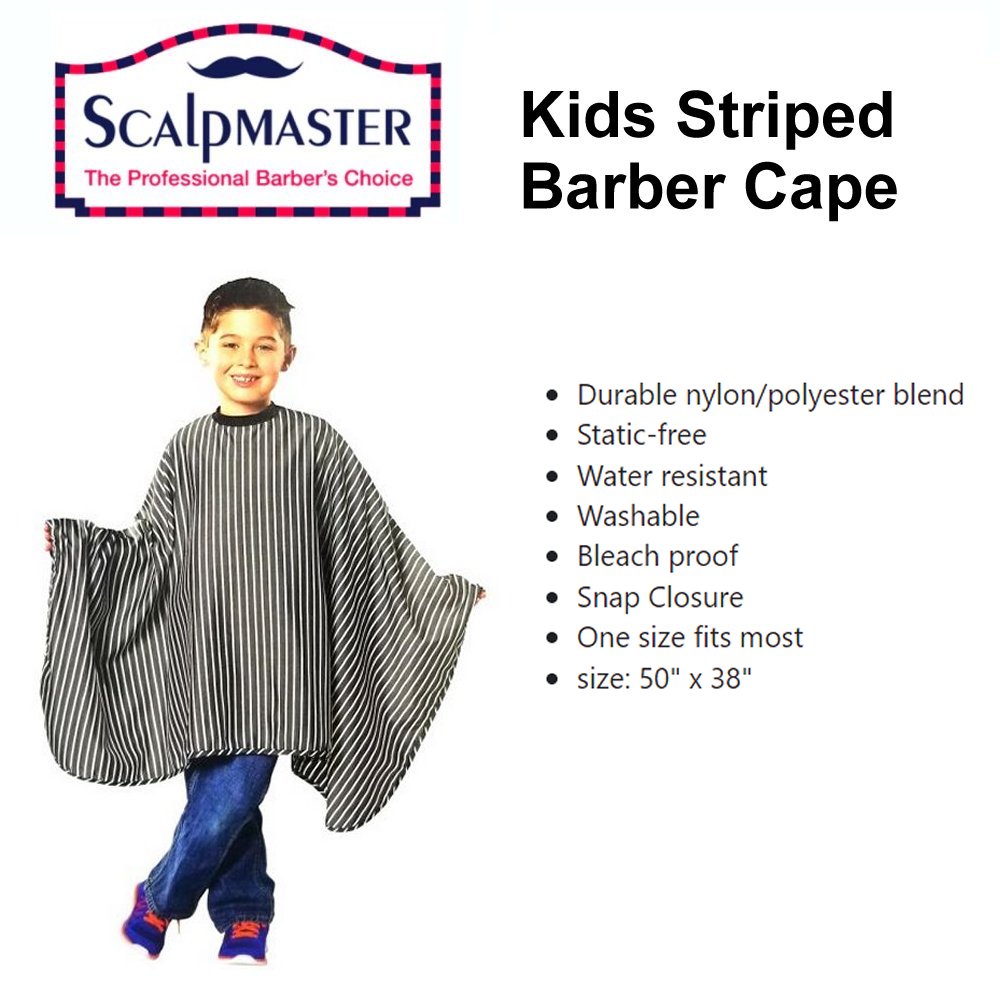ScalpMaster Barber Cape, Kids Striped (4130)