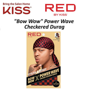 Red by Kiss Durag, Bow Wow "Checker Fashion" Power Wave Durag, Red & Black (HD136)