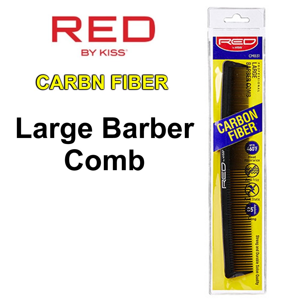 Red by Kiss Carbon Fiber Large Barber Comb (CMB31)