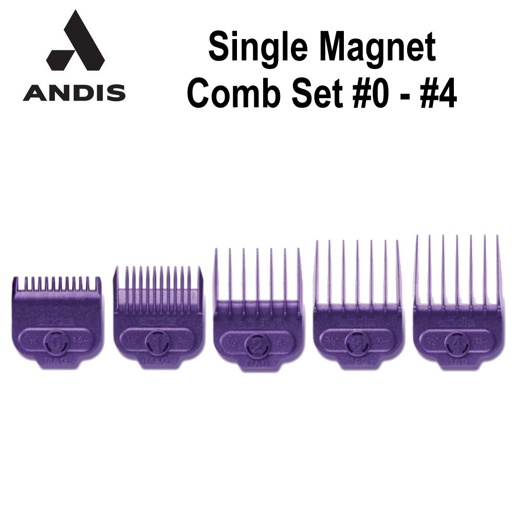 Andis Single Magnet Attachment Combs, #0 - #4 (66345)