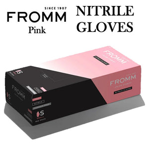 FROMM Gloves, Clear Vinyl Powdered Nitrile Gloves, Pink