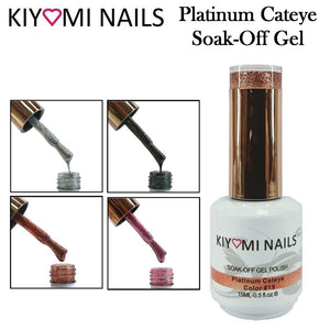 Kiyomi Nails Platinum Cateye Gel Soak Off Polish, 4 Colors