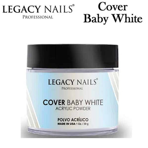 Legacy Nails Acrylic Powder, "Cover Baby White" (Milky White)