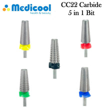 Medicool Bit, CC22 Carbide 5 in 1 Bit (XFine, Fine, Medium, Coarse, and XCoarse)