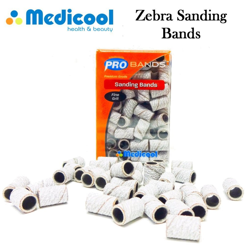Medicool Bands, Zebra White Sanding Bands 100 pcs. Box (Fine