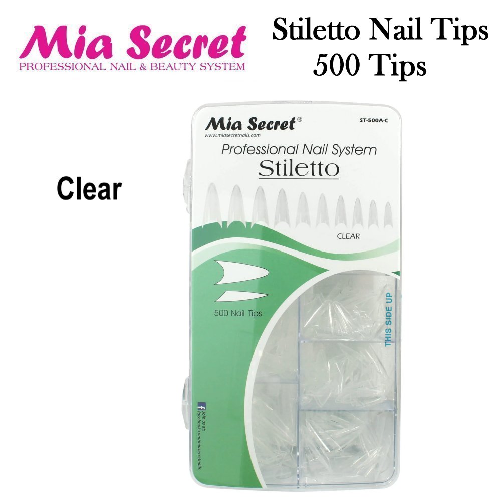 Mia Secret Stiletto 500 Count Nail Tips (Clear and Natural)