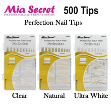 Mia Secret Nail Tips, Perfection 500 Count Nail Tips (Clear, Natural, and Ultra White)